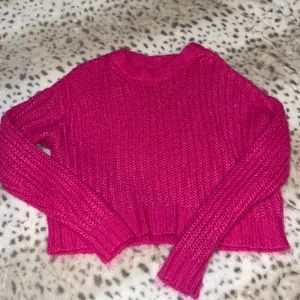 adorable hot pink cropped sweater